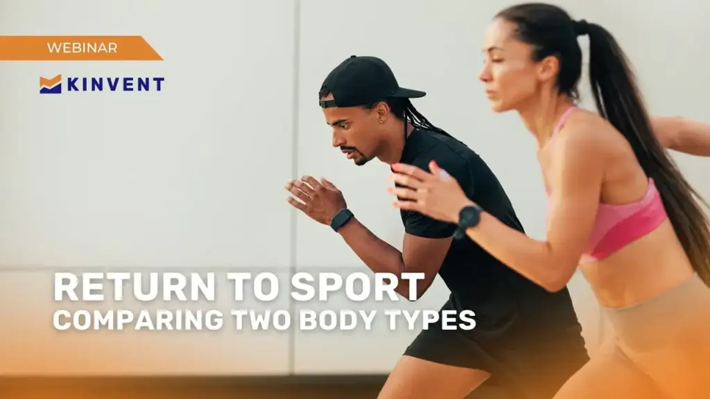 Return to Sport Testing in Basketball: Comparing Two Body Types 1 Kinvent webinar banner for Return to Sport: Comparing Two Body Types featuring two athletes starting a sprint
