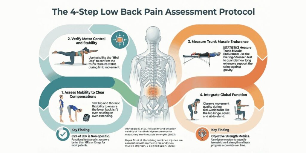 Low Back Pain: Clinical Assessment, Validated Tests, and Evidence-Based Management 1 the 4 step low back pain assessment protocol