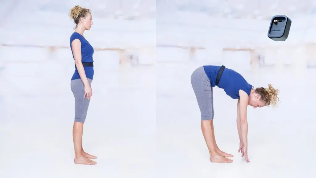woman do finger to floor test with the k-move of kinvent