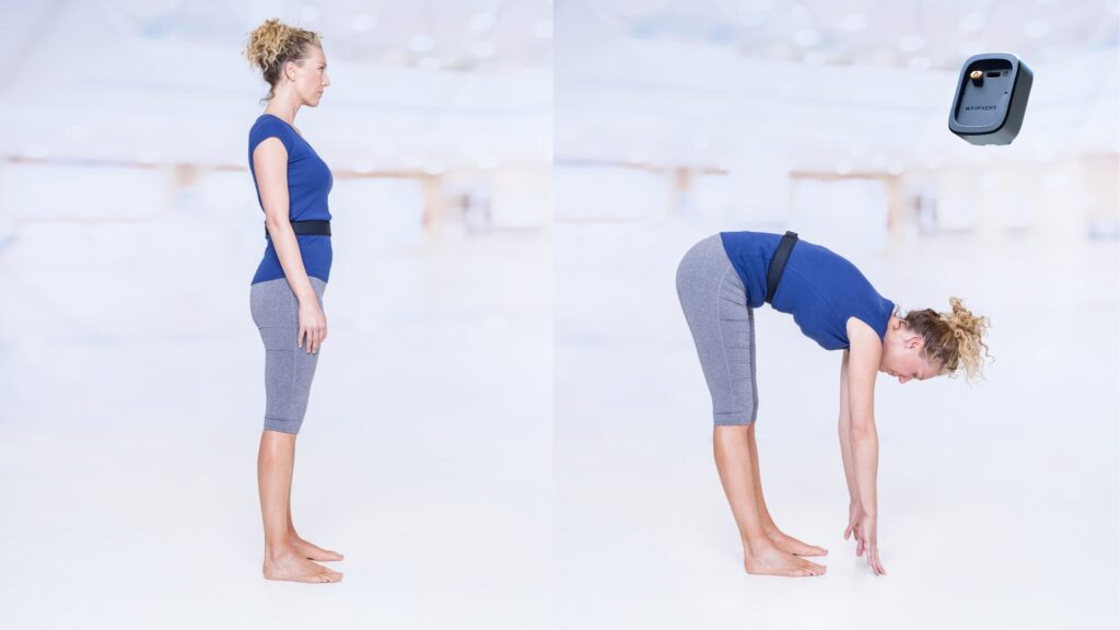 Low Back Pain: Clinical Assessment, Validated Tests, and Evidence-Based Management 4 woman do finger to floor test with the k-move of kinvent