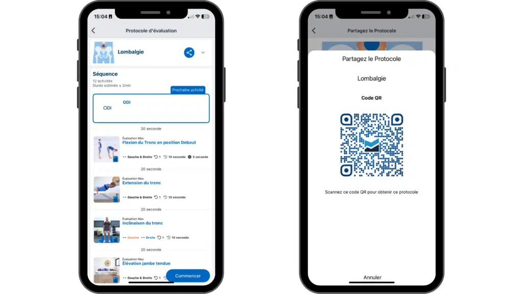 low back pain protocol in the kinvent app