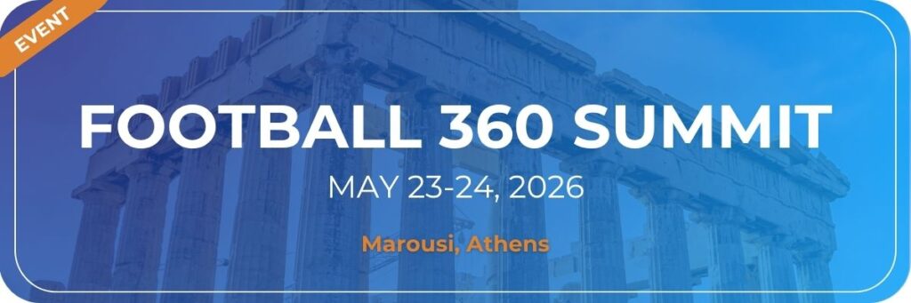 Event banner for Football 360 Summit on May 23-24, 2026, in Marousi, Athens