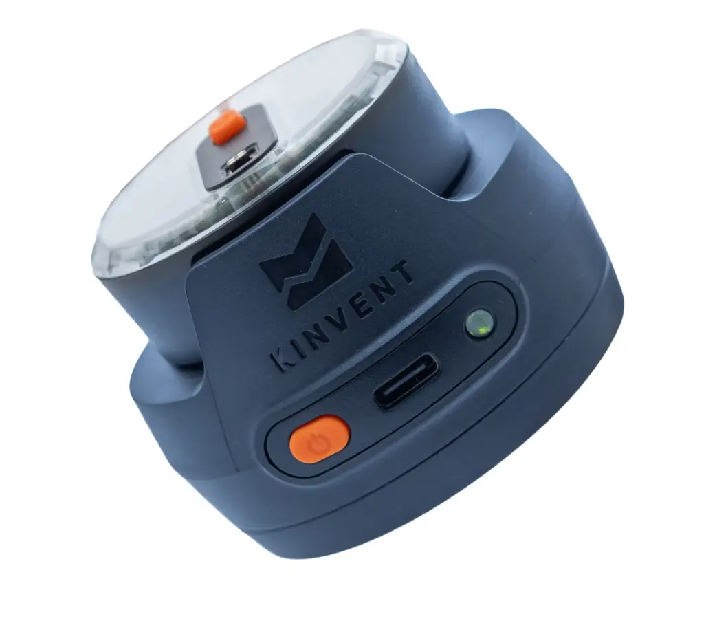 A blue Kinvent K-Power connected sensor device designed for accurate strength and power assessment in sports performance
