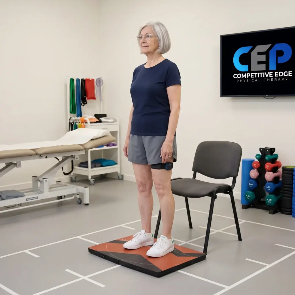 How Kinvent Data Helps PT Clinics Get Insurance Claims Approved 3 senior lady doing a balance test on K-Deltas Force plates from Kinvent