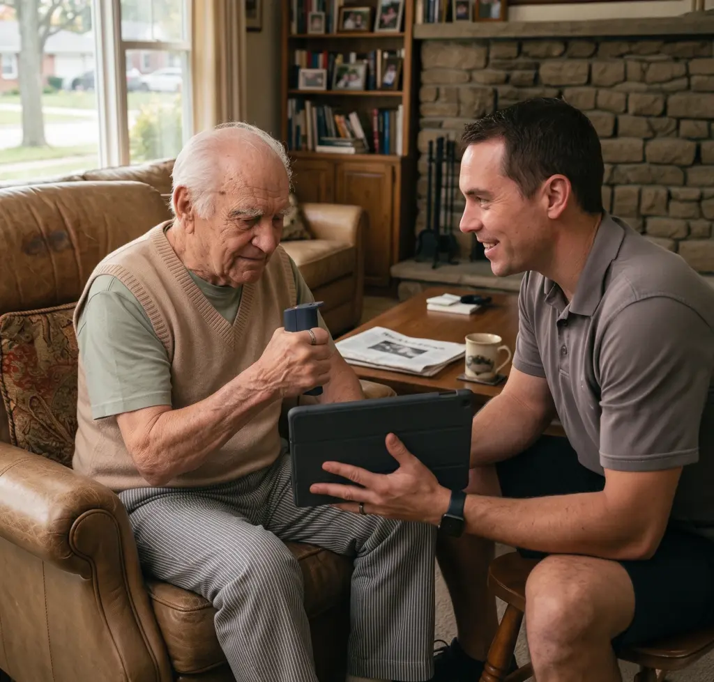 grip test with elder at home